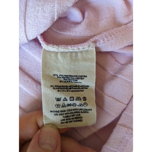 FREE PEOPLE Central Park Women's Blush Pink Ribbed Knit Button Down Top Size S - Picture 6 of 8